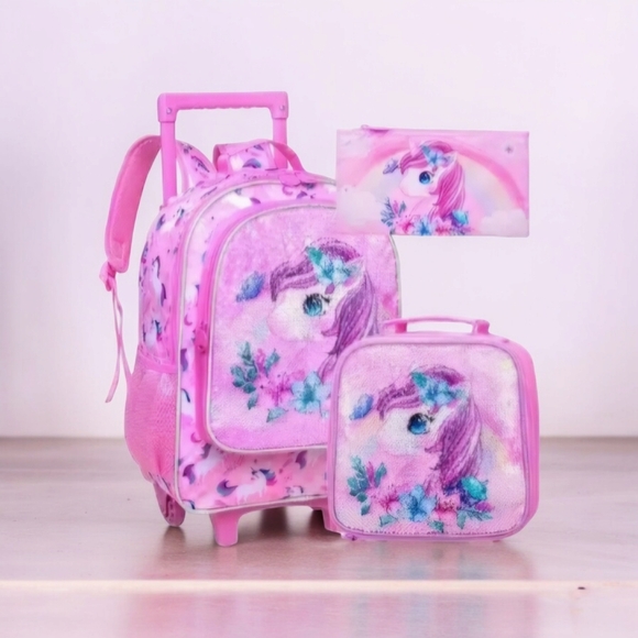 Set of three rolling unicorn backpacks - Picture 2 of 4